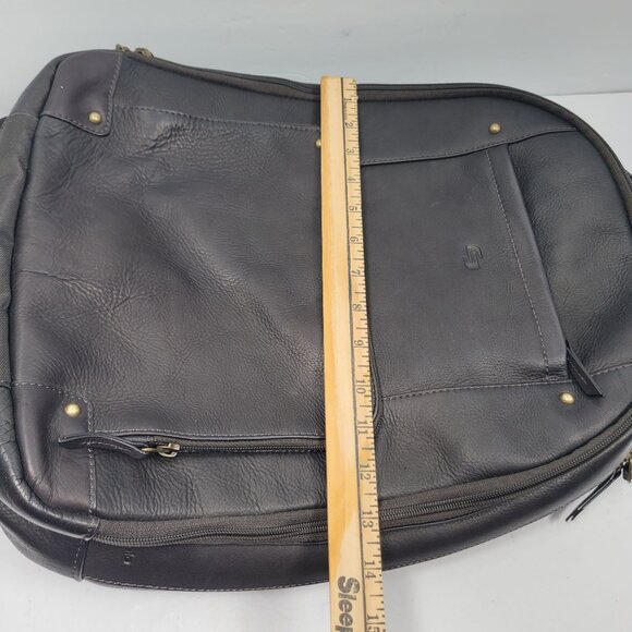 Solo New York Reade Men's Black Leather Backpack - Picture 11 of 11